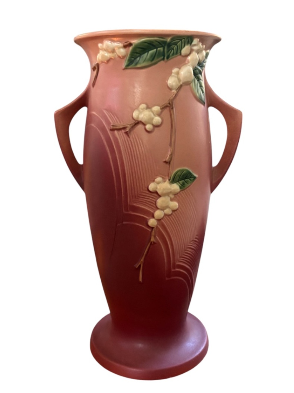 ANTIQUE➕LARGE 18.5” Roseville Pottery Snowberry Floor Vase